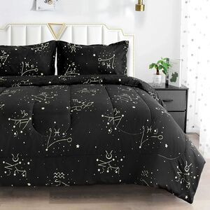 Set of 3 Queen Comforter Set Zodiac Pattern Ultra Soft Microfiber 88x88 w/2 Sham